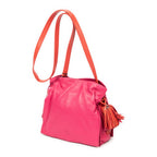 Shoulder Bag Bicolor Tassel Flamenco Pink Smooth Calfskin Leather