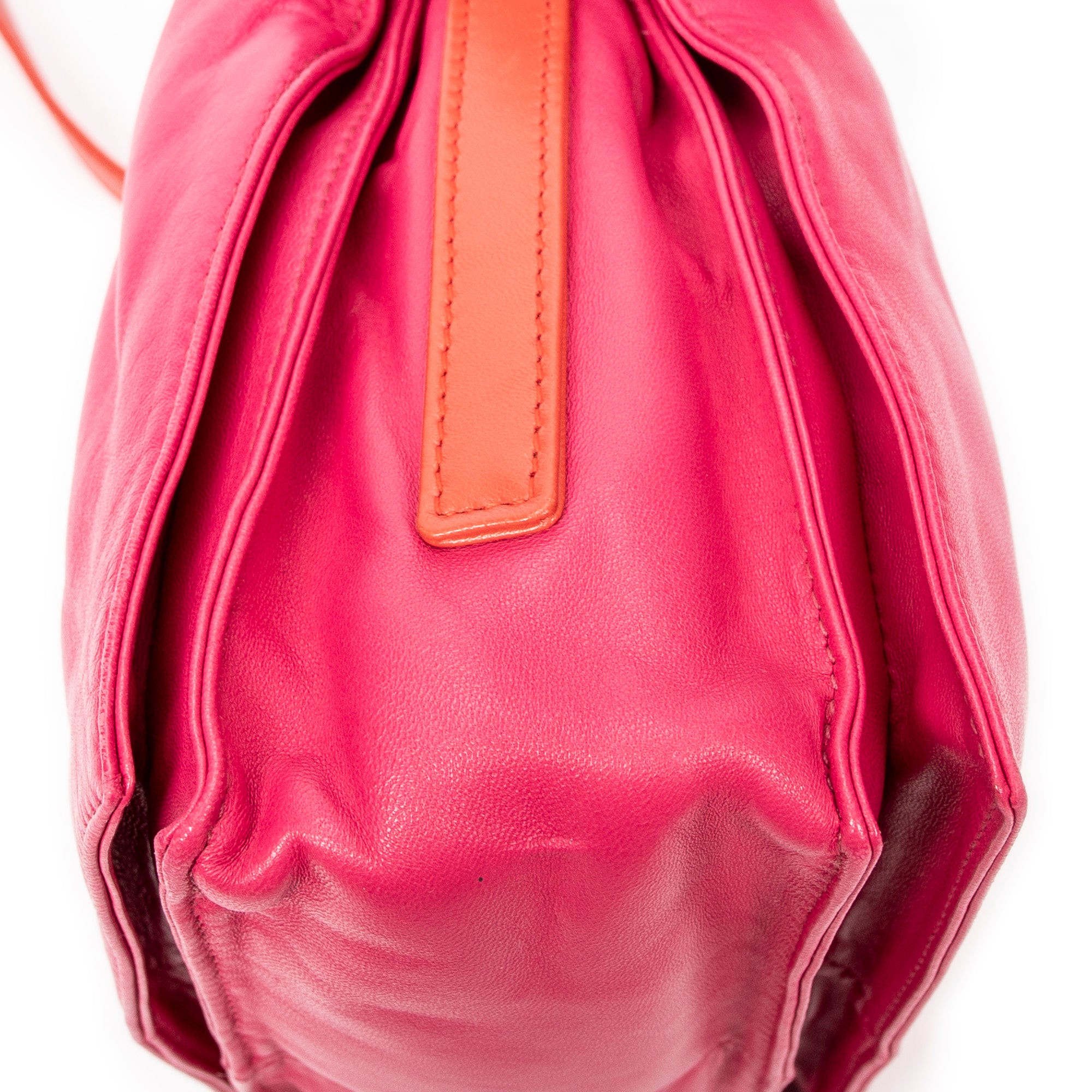 Shoulder Bag Bicolor Tassel Flamenco Pink Smooth Calfskin Leather