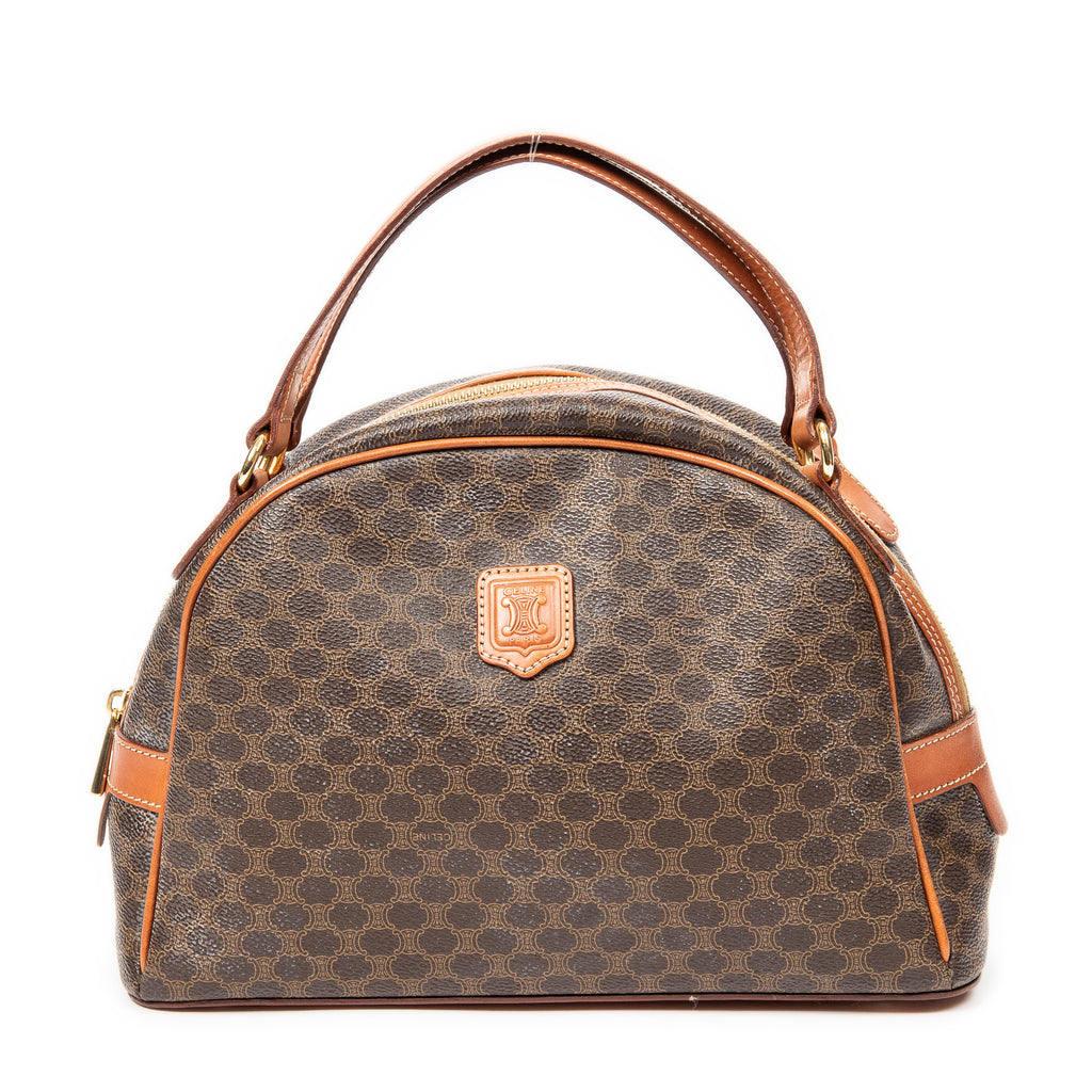 Handbag Dome Bowler Bag Brown Macadam Coated Canvas