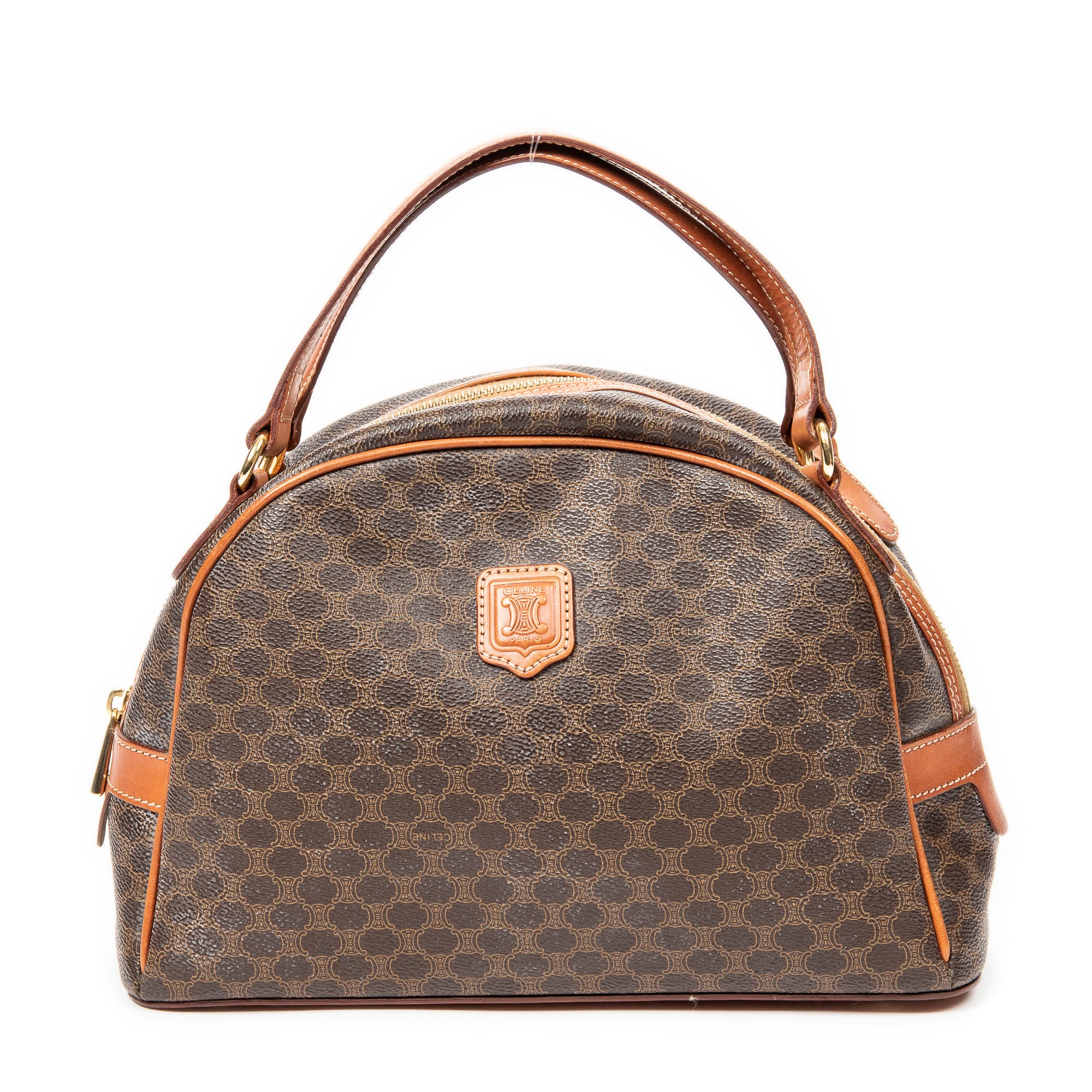 Handbag Dome Bowler Bag Brown Macadam Coated Canvas