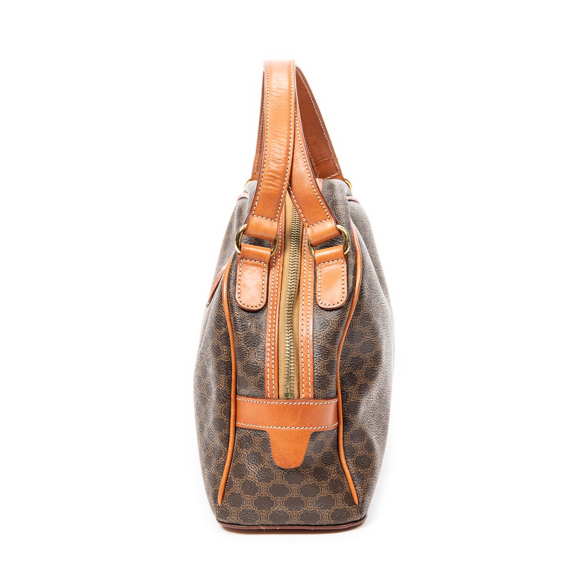 Handbag Dome Bowler Bag Brown Macadam Coated Canvas