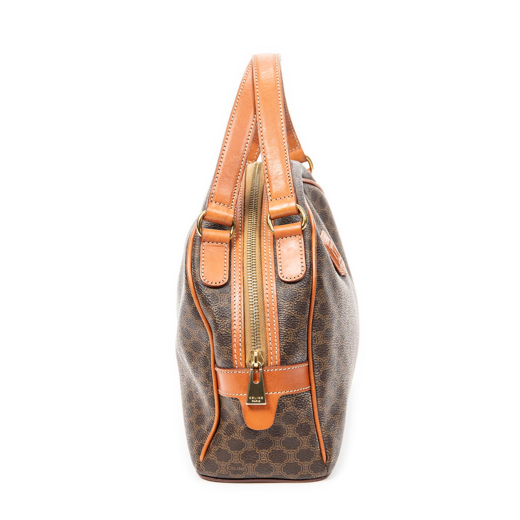 Handbag Dome Bowler Bag Brown Macadam Coated Canvas