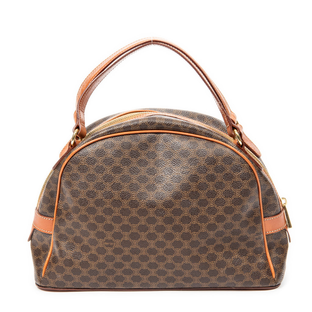 Handbag Dome Bowler Bag Brown Macadam Coated Canvas