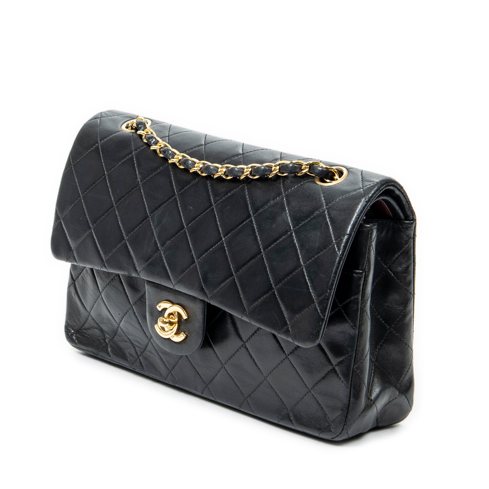 Shoulder Bag Classic Double Flap 26 Black Quilted Lambskin Leather