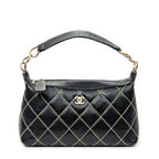 Shoulder Bag Surpique CC Hobo Black Wild Stitch Lambskin Leather
