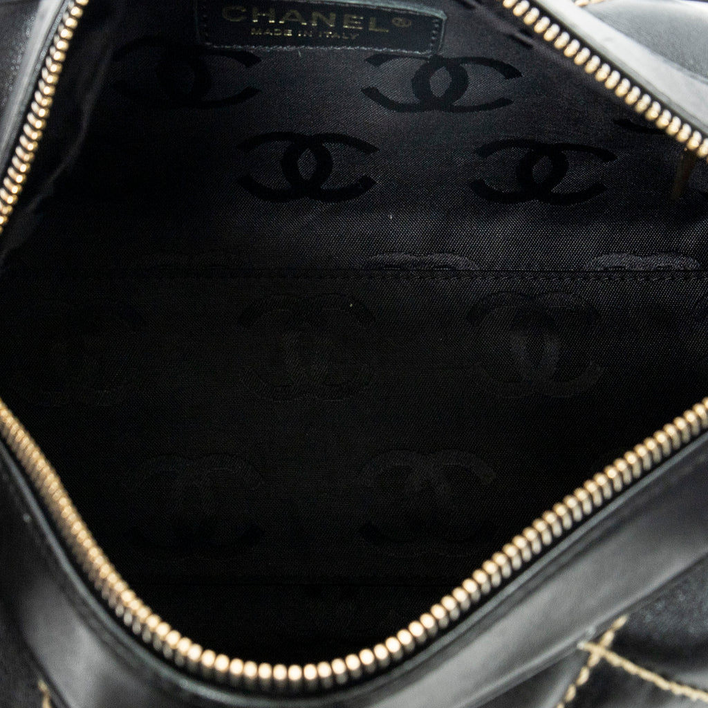 Shoulder Bag Surpique CC Hobo Black Wild Stitch Lambskin Leather