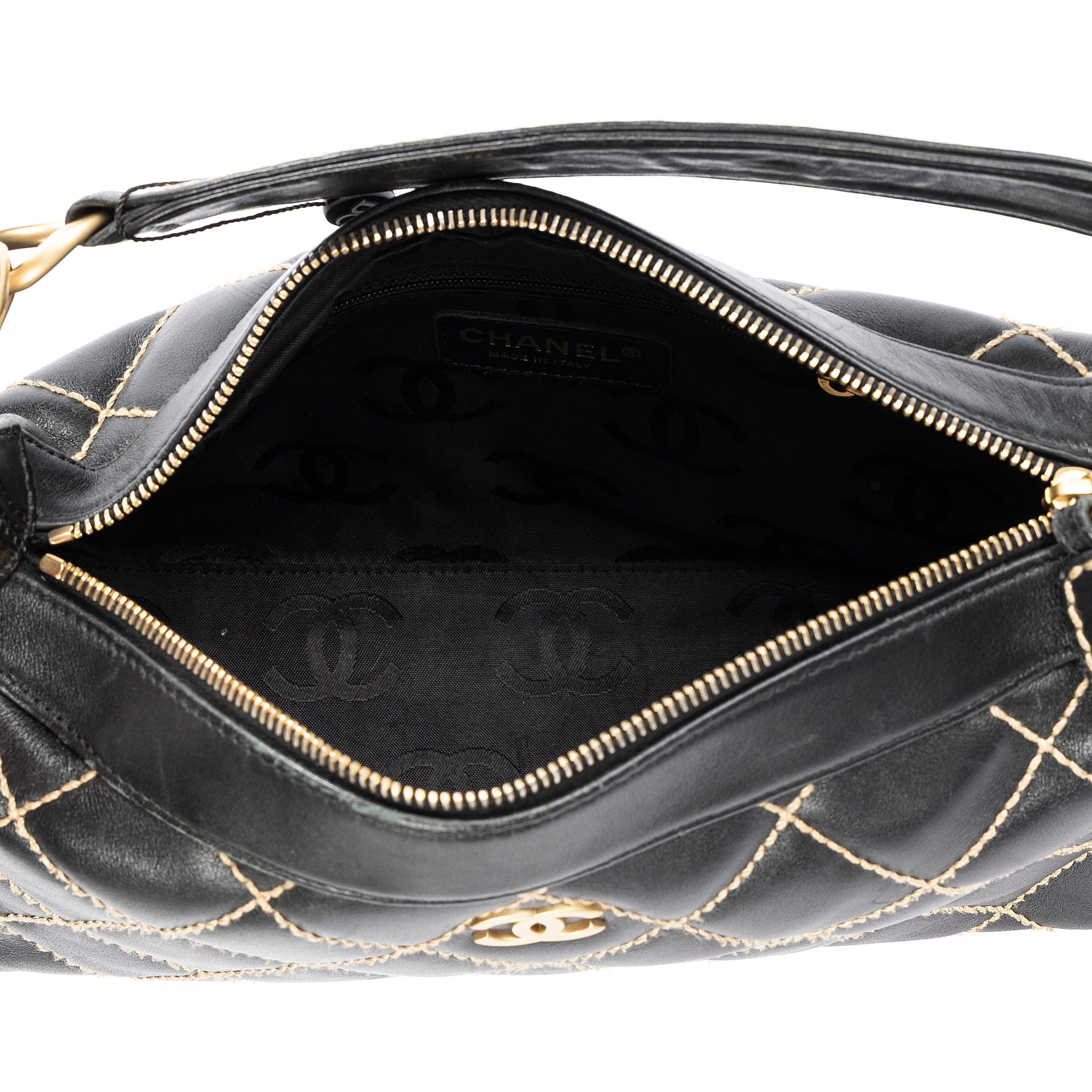 Shoulder Bag Surpique CC Hobo Black Wild Stitch Lambskin Leather