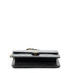 Shoulder Bag Vintage Push Lock Straight Flap Black Quilted Lambskin Leather