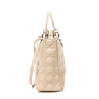 Shoulder Bag Large Lady Dior Zip Beige Cannage Lambskin Leather