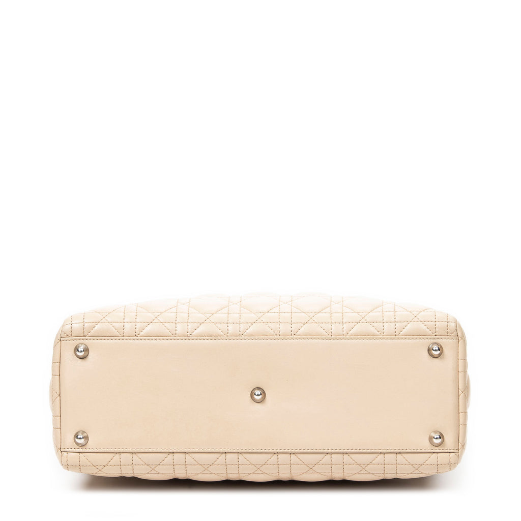 Shoulder Bag Large Lady Dior Zip Beige Cannage Lambskin Leather