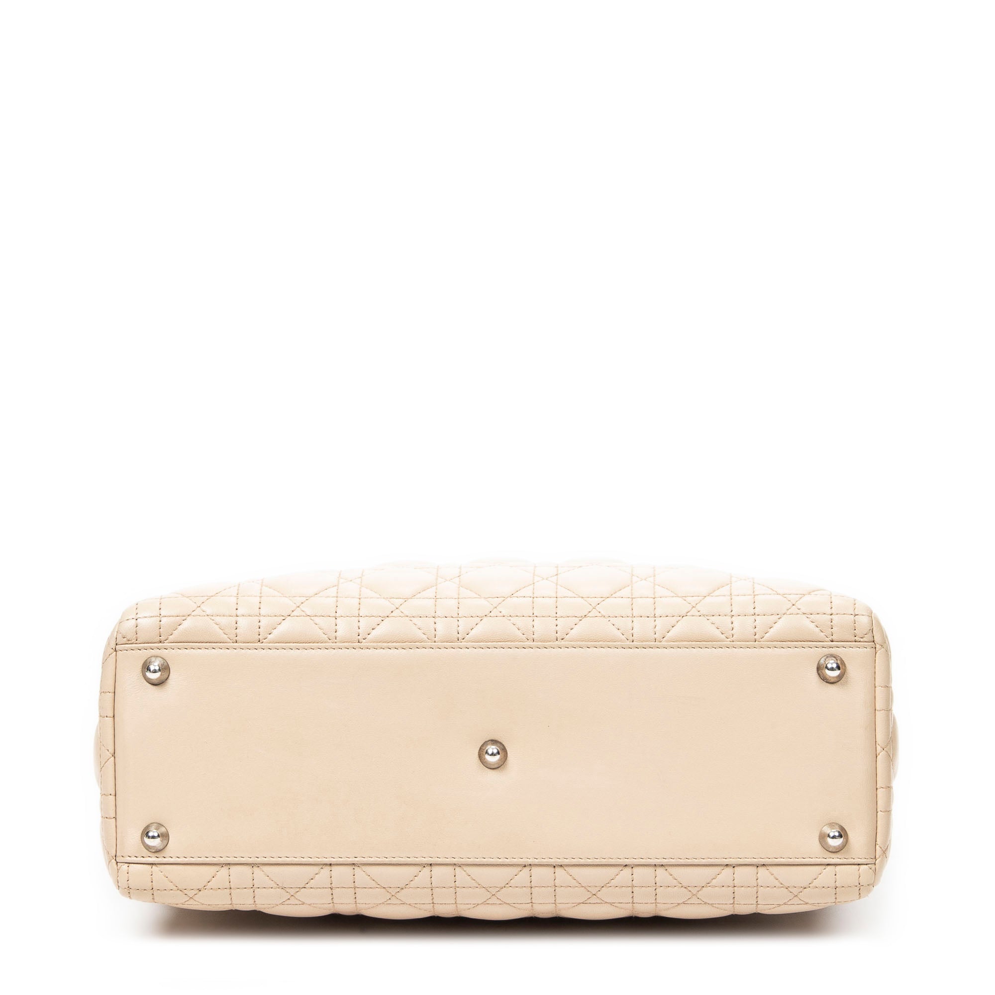 Shoulder Bag Large Lady Dior Zip Beige Cannage Lambskin Leather