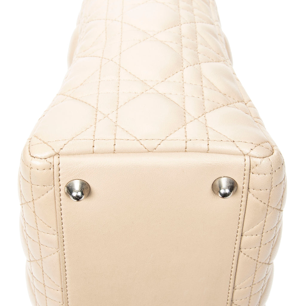Shoulder Bag Large Lady Dior Zip Beige Cannage Lambskin Leather