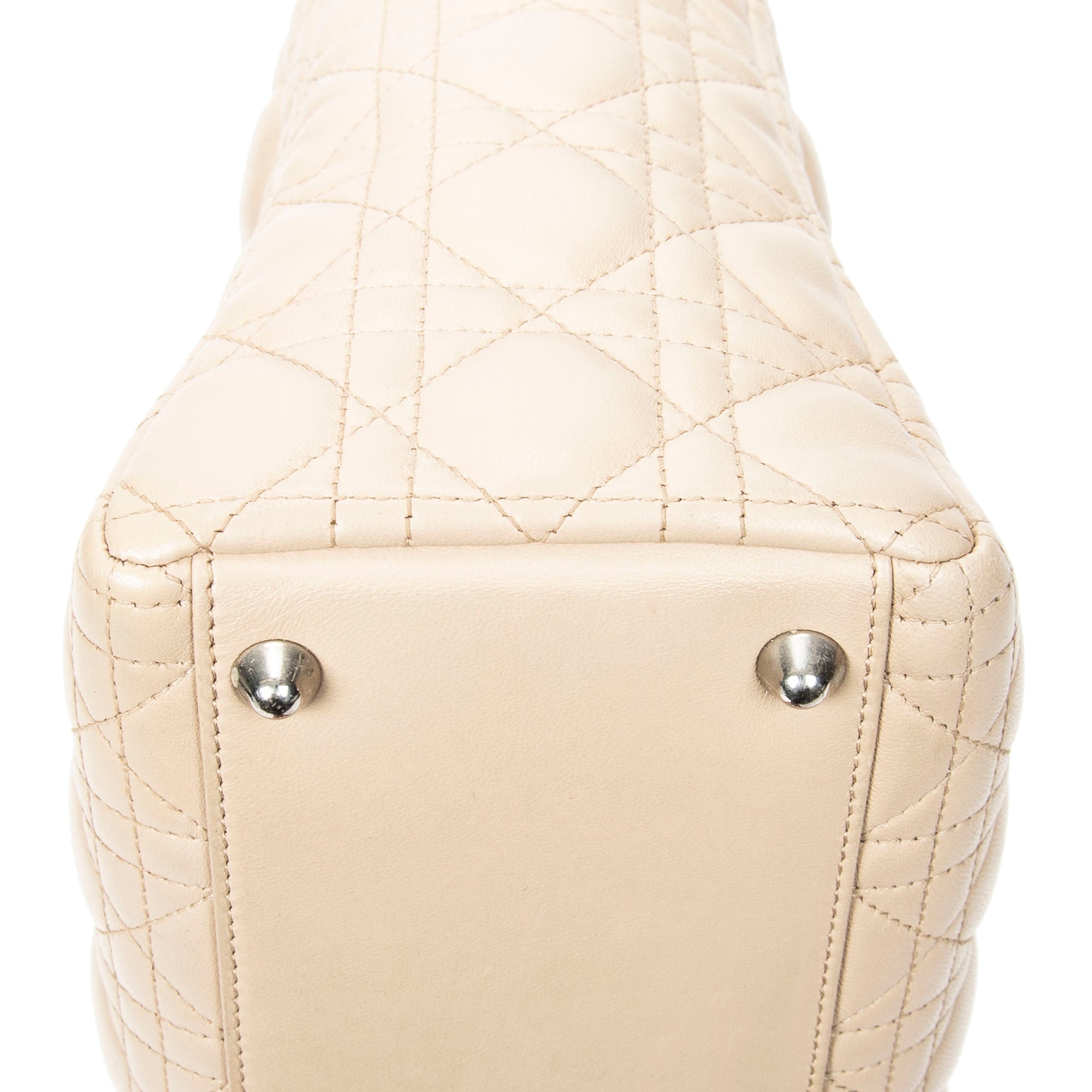 Shoulder Bag Large Lady Dior Zip Beige Cannage Lambskin Leather