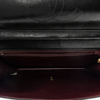 Shoulder Bag Vintage Push Lock Straight Flap Black Quilted Lambskin Leather