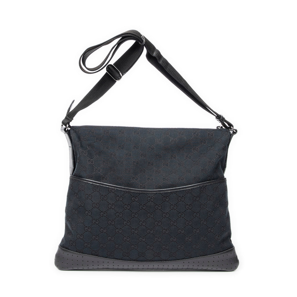 Shoulder Bag Large Messenger Black Monogrammed Canvas