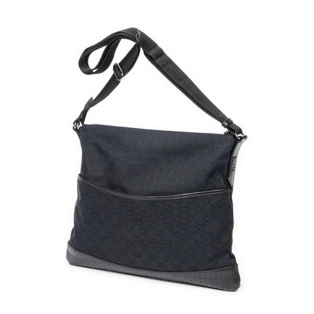 Shoulder Bag Large Messenger Black Monogrammed Canvas