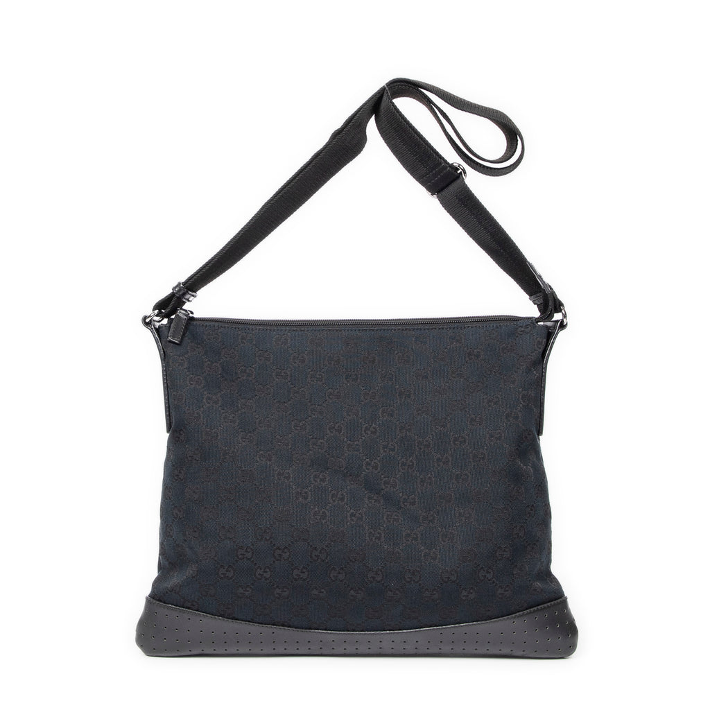 Shoulder Bag Large Messenger Black Monogrammed Canvas