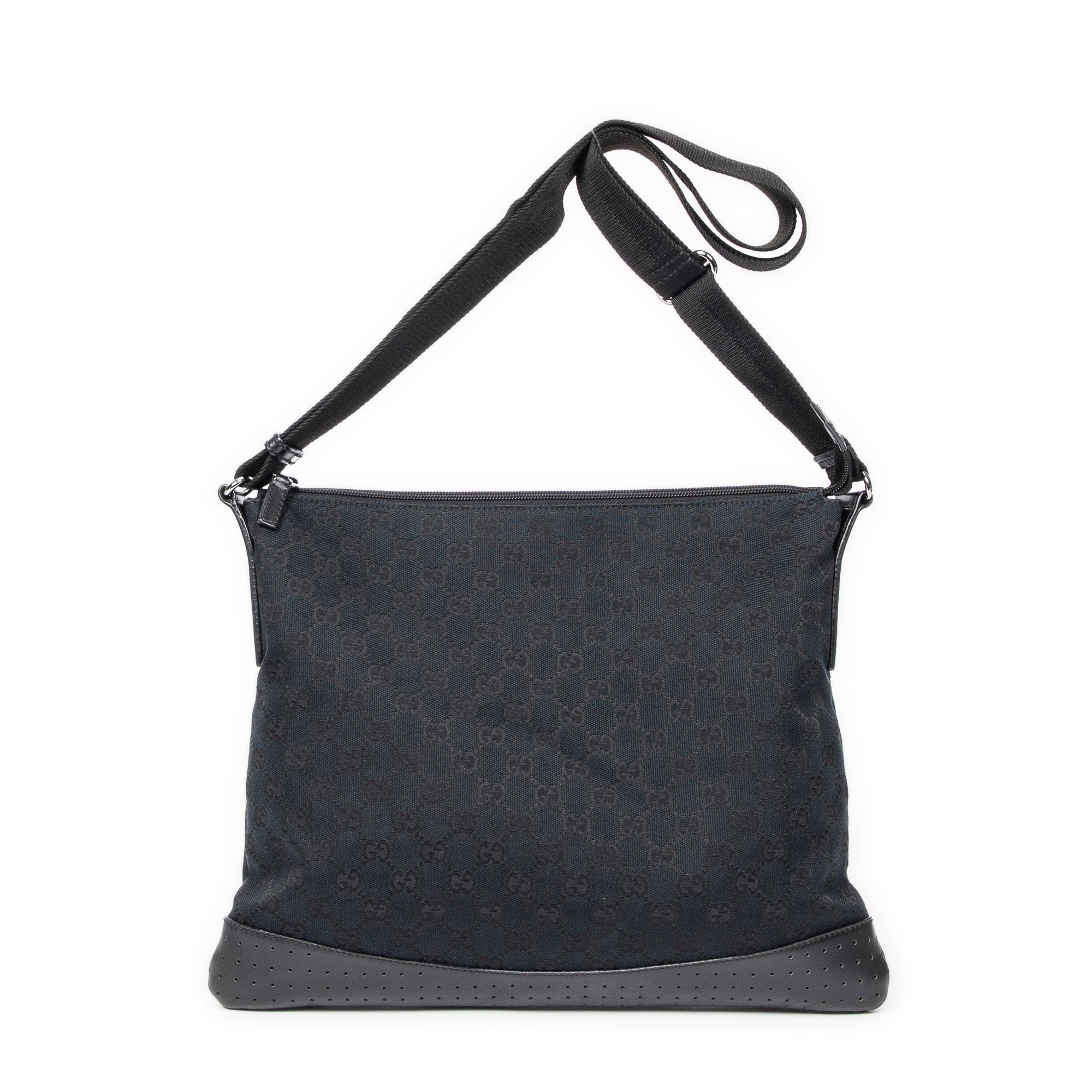 Shoulder Bag Large Messenger Black Monogrammed Canvas
