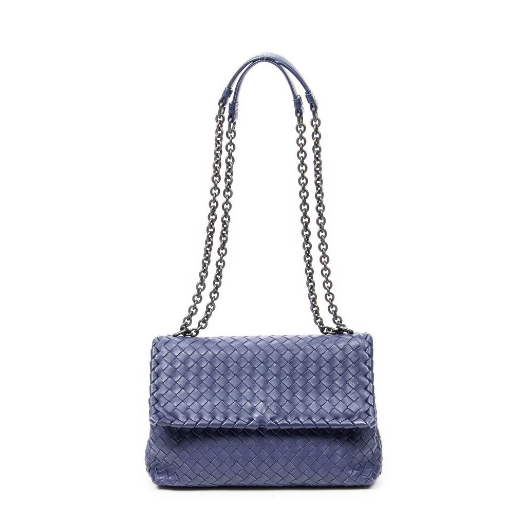 Shoulder Bag Small Olimpia Deep Blue Intrecciato Leather