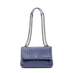 Shoulder Bag Small Olimpia Deep Blue Intrecciato Leather