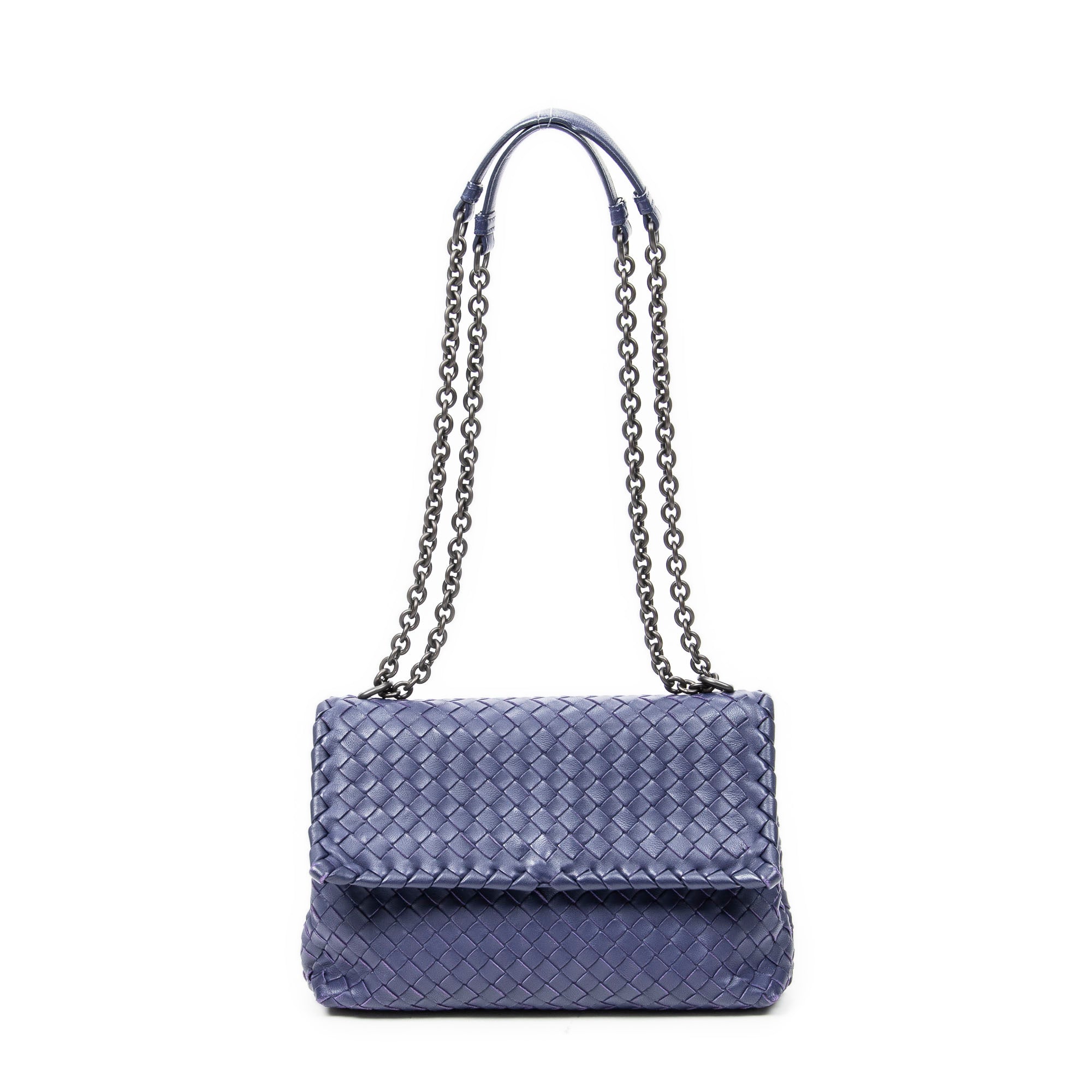 Shoulder Bag Small Olimpia Deep Blue Intrecciato Leather