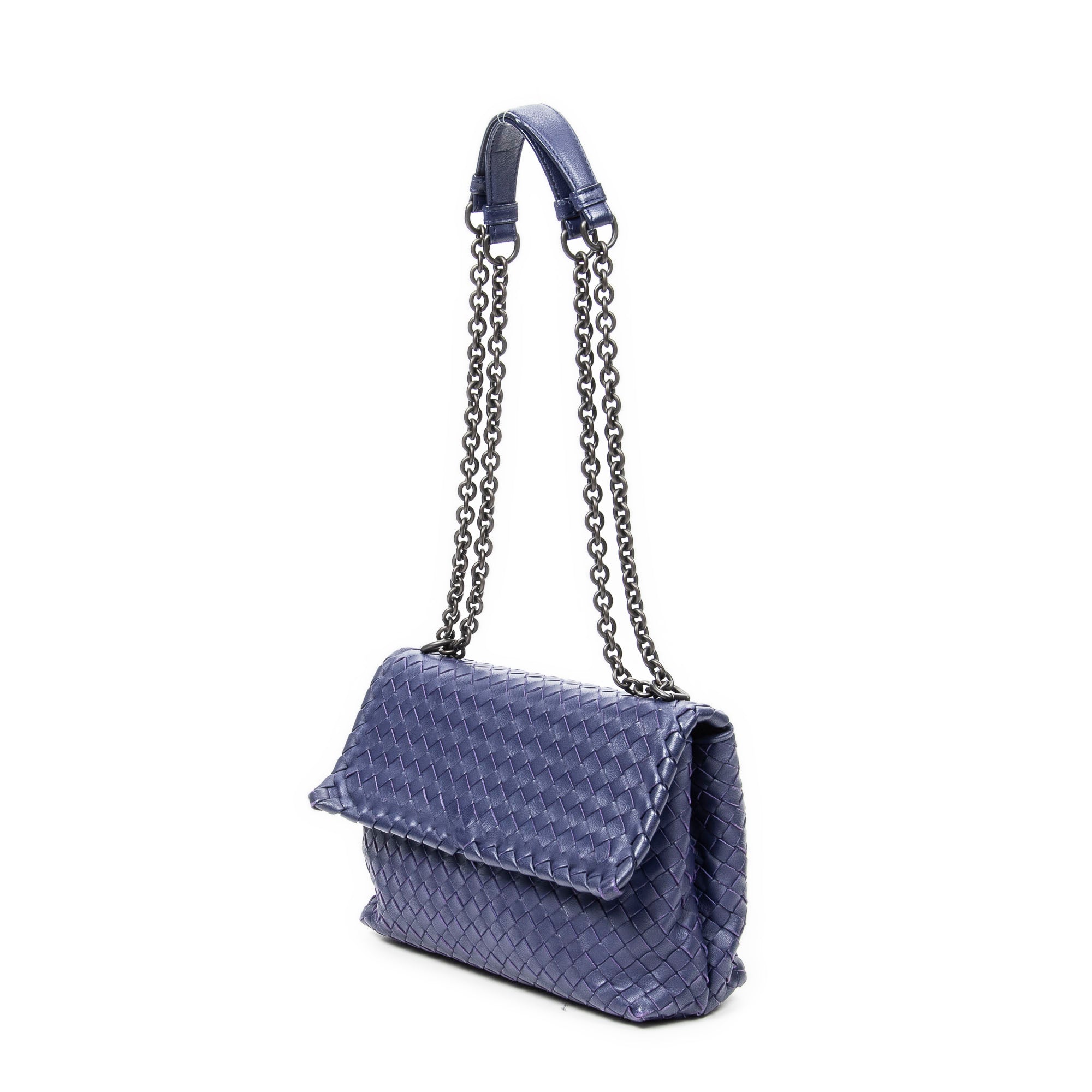 Shoulder Bag Small Olimpia Deep Blue Intrecciato Leather