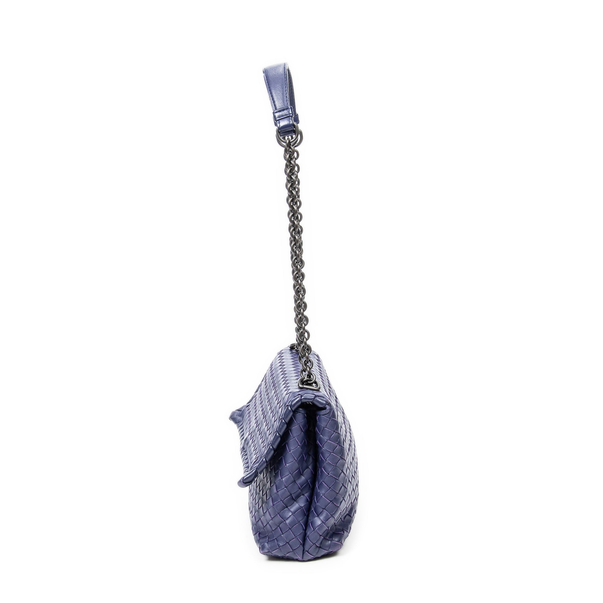 Shoulder Bag Small Olimpia Deep Blue Intrecciato Leather