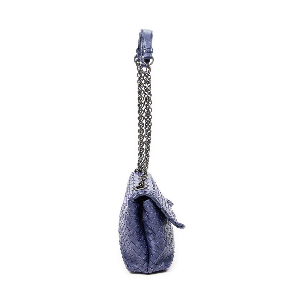 Shoulder Bag Small Olimpia Deep Blue Intrecciato Leather