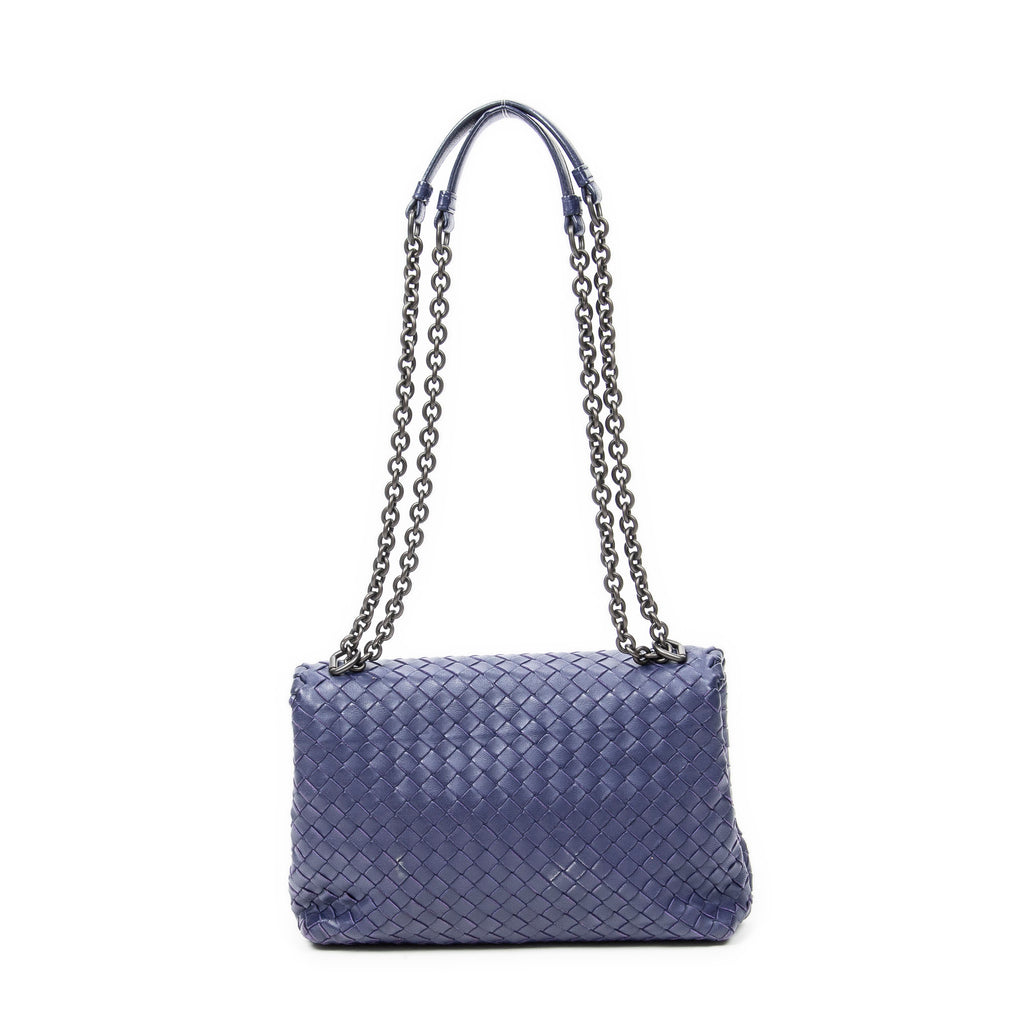 Shoulder Bag Small Olimpia Deep Blue Intrecciato Leather