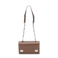 Shoulder Bag Double Turnlock Crossbody Brown Saffiano Leather