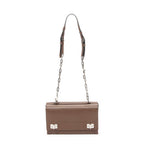 Shoulder Bag Double Turnlock Crossbody Brown Saffiano Leather