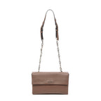 Shoulder Bag Double Turnlock Crossbody Brown Saffiano Leather
