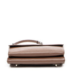 Shoulder Bag Double Turnlock Crossbody Brown Saffiano Leather