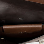 Shoulder Bag Double Turnlock Crossbody Brown Saffiano Leather