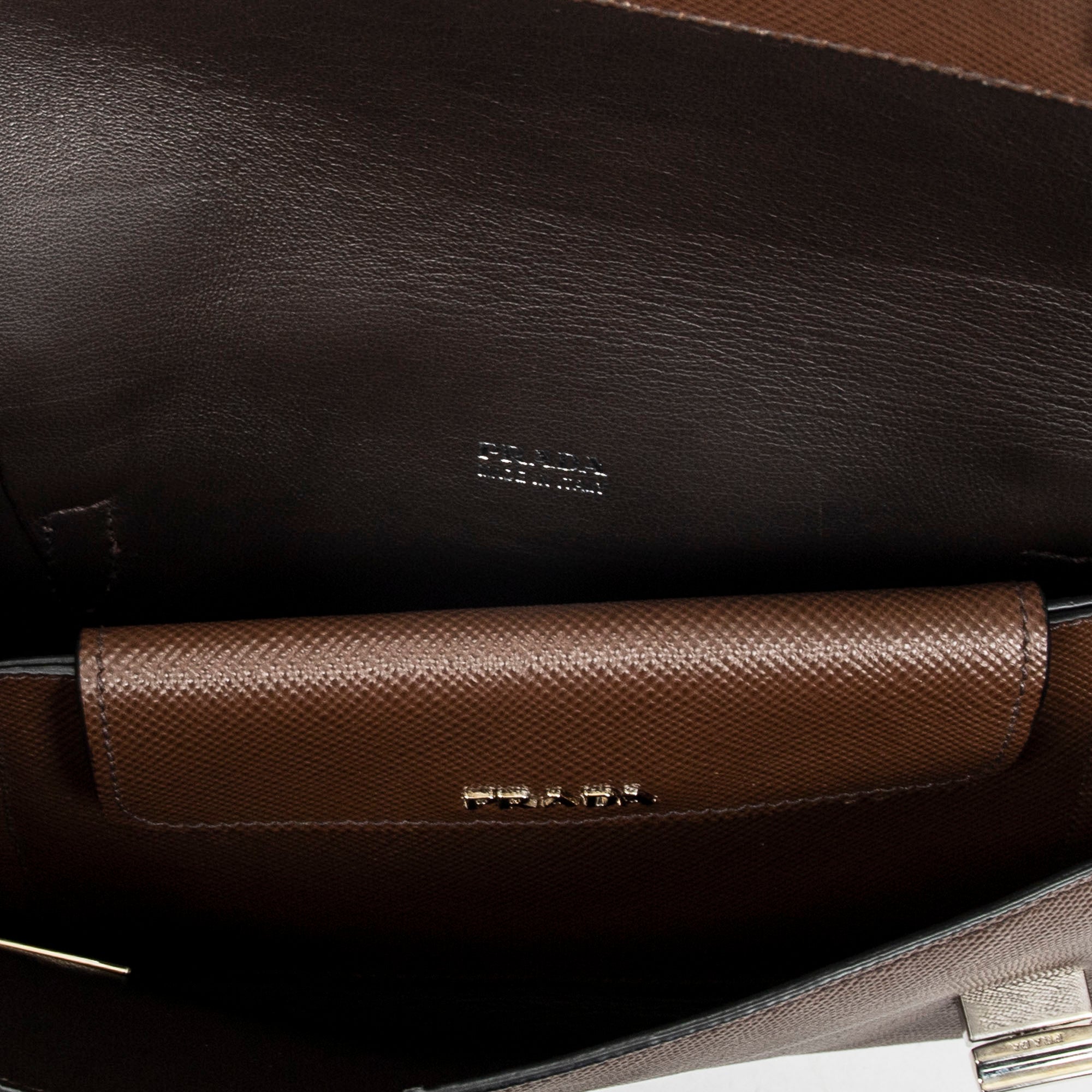 Shoulder Bag Double Turnlock Crossbody Brown Saffiano Leather