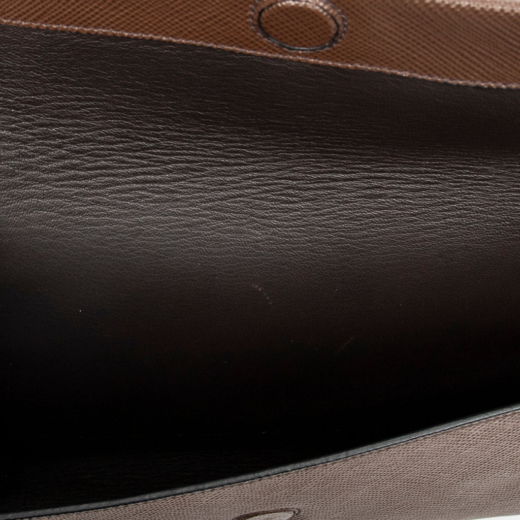 Shoulder Bag Double Turnlock Crossbody Brown Saffiano Leather