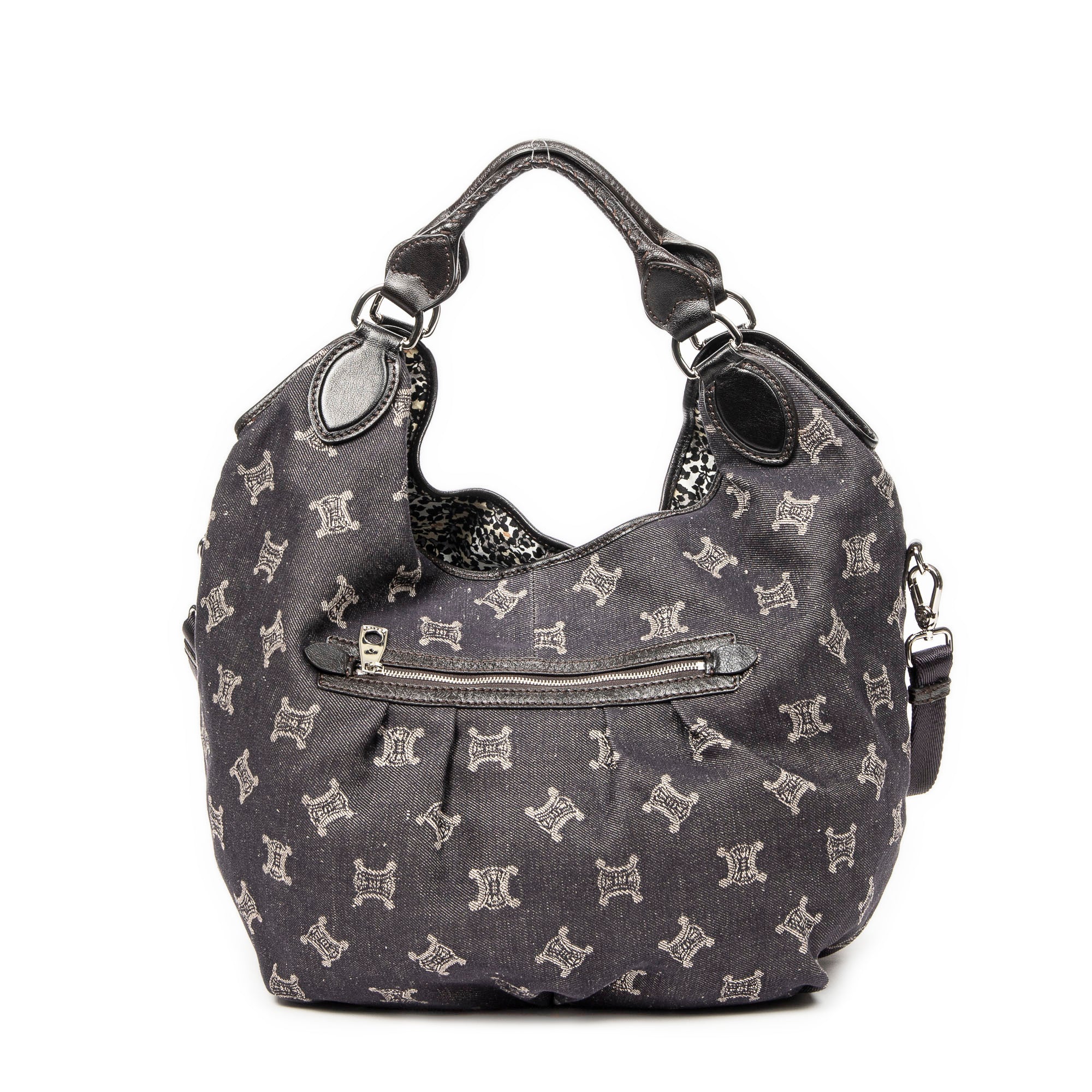 Shoulder Bag Front Pocket Hobo Blue Denim Macadam Denim Canvas