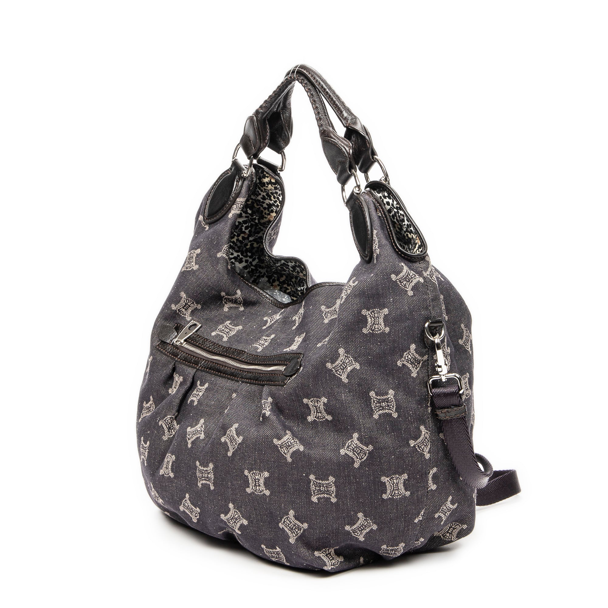 Shoulder Bag Front Pocket Hobo Blue Denim Macadam Denim Canvas