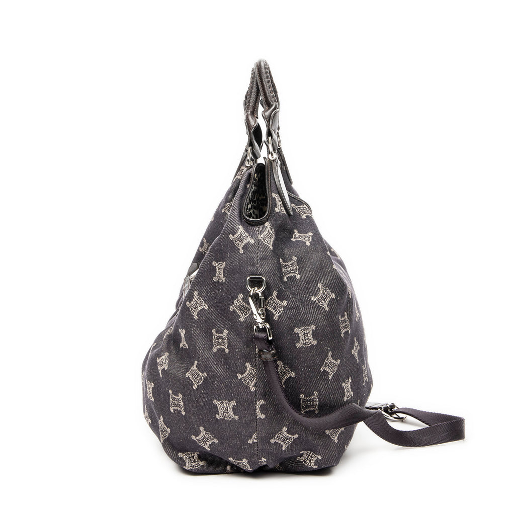 Shoulder Bag Front Pocket Hobo Blue Denim Macadam Denim Canvas