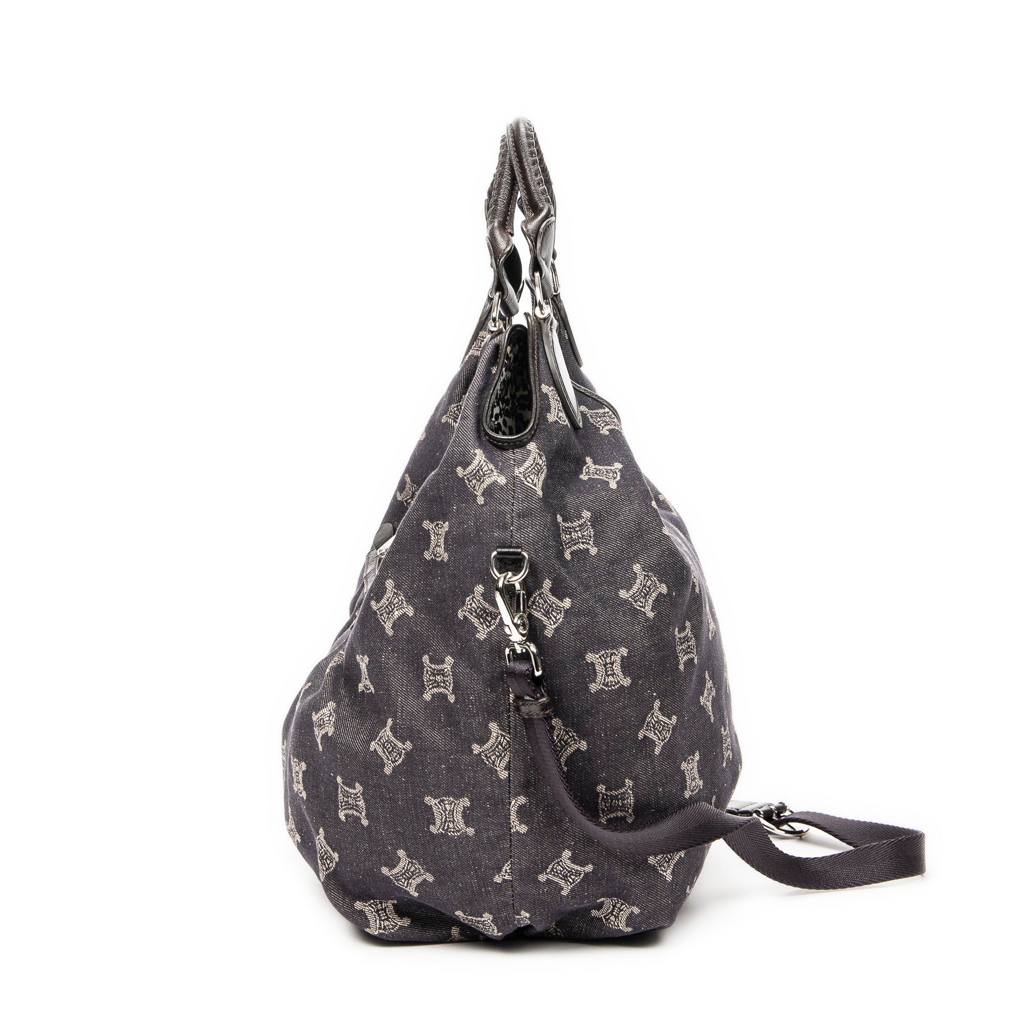 Shoulder Bag Front Pocket Hobo Blue Denim Macadam Denim Canvas