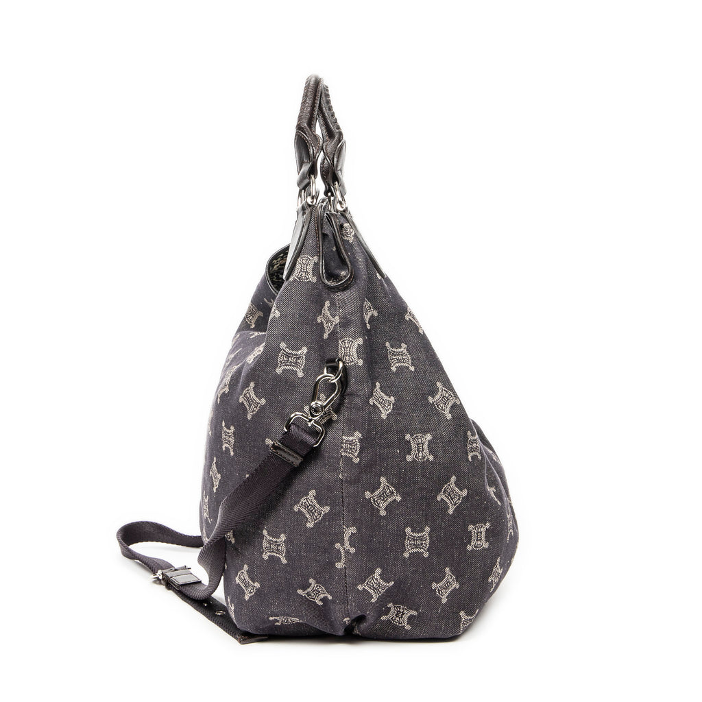 Shoulder Bag Front Pocket Hobo Blue Denim Macadam Denim Canvas