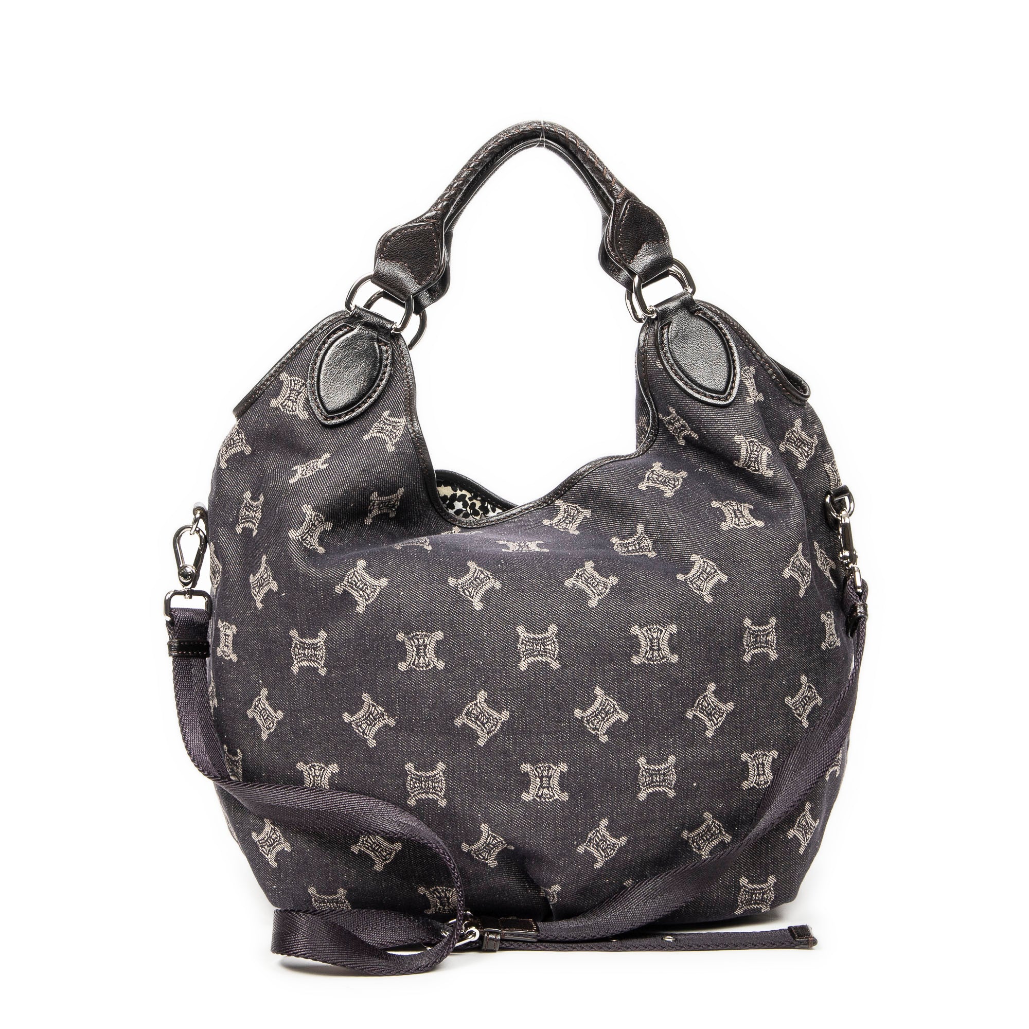 Shoulder Bag Front Pocket Hobo Blue Denim Macadam Denim Canvas