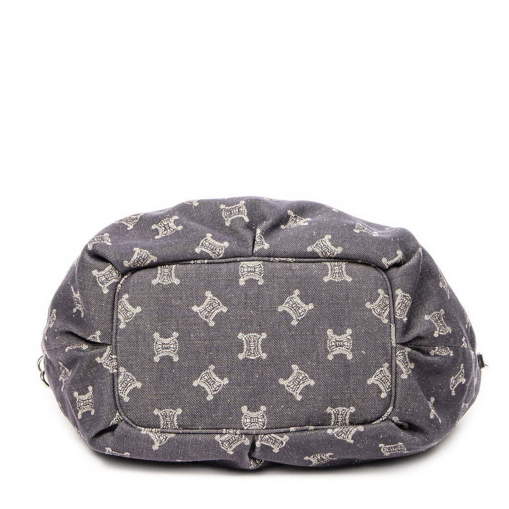 Shoulder Bag Front Pocket Hobo Blue Denim Macadam Denim Canvas