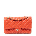 Shoulder Bag Classic Double Flap 26 Orange Quilted Lambskin Leather