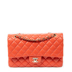 Shoulder Bag Classic Double Flap 26 Orange Quilted Lambskin Leather