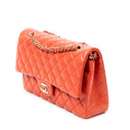 Shoulder Bag Classic Double Flap 26 Orange Quilted Lambskin Leather