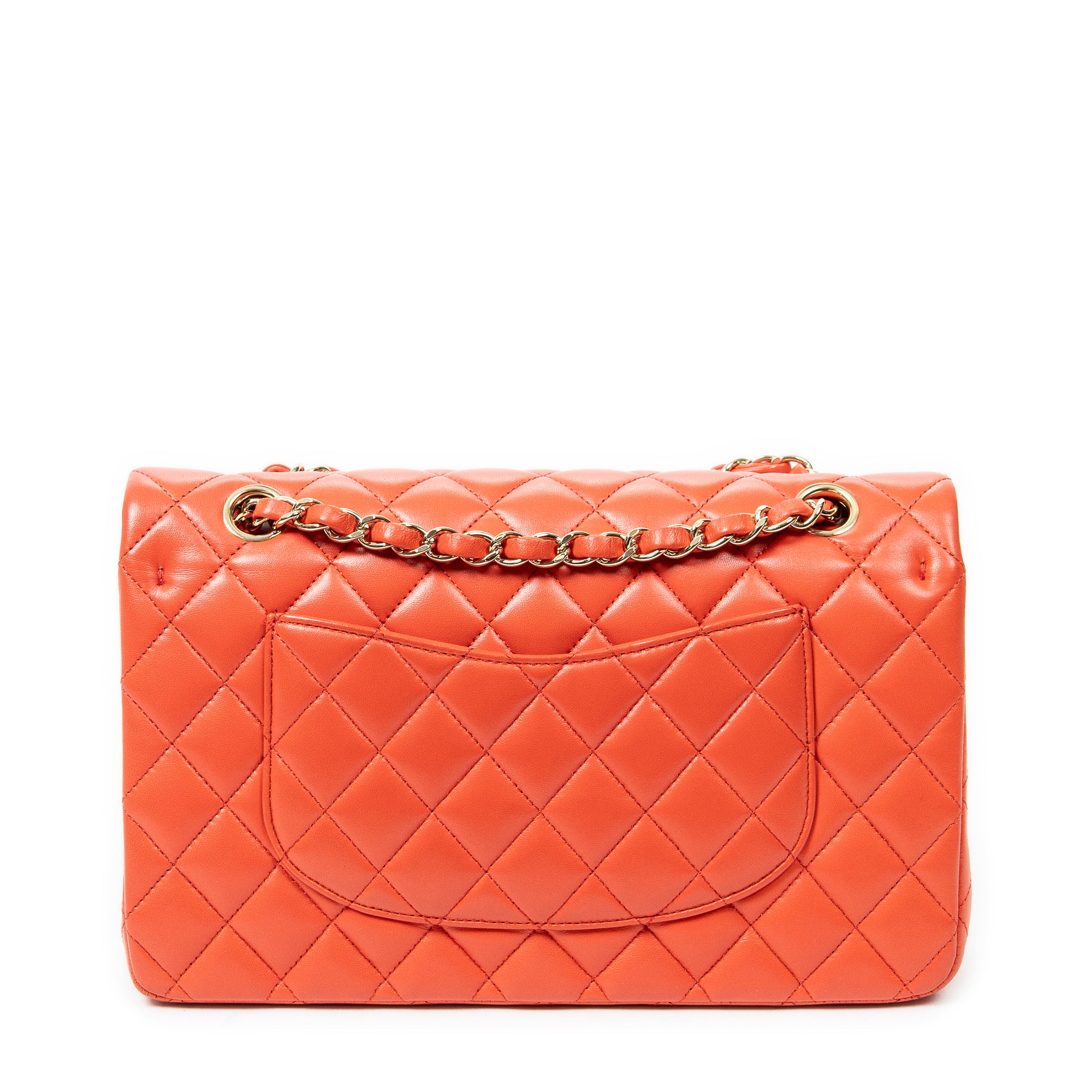 Shoulder Bag Classic Double Flap 26 Orange Quilted Lambskin Leather