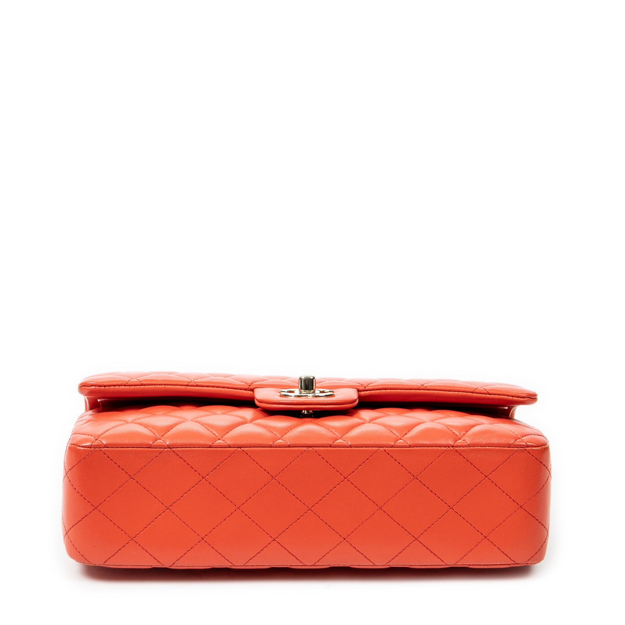 Shoulder Bag Classic Double Flap 26 Orange Quilted Lambskin Leather