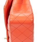 Shoulder Bag Classic Double Flap 26 Orange Quilted Lambskin Leather