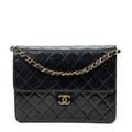 Chanel - Sac bandoulière droit vintage à fermoir poussoir - Noir